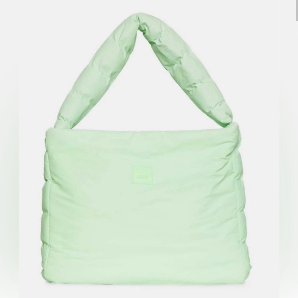Rains green waterproof puffer bag